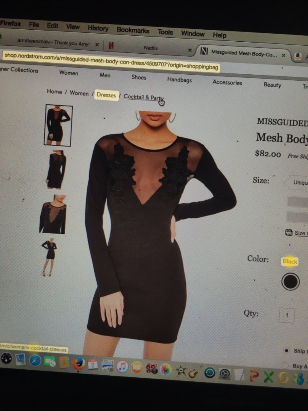 Missguided Black Floral Appliqué Mesh Bodycon Dress US 2